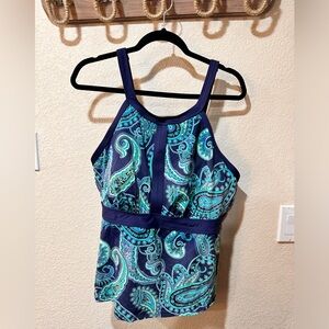 Lands End, Navy Paisley tankini 18W DDD
